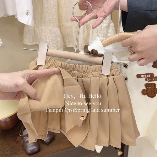 Korean children's clothing baby girl polo skirt summer 2024 new college style skirt T-shirt skirt two-piece set trendy