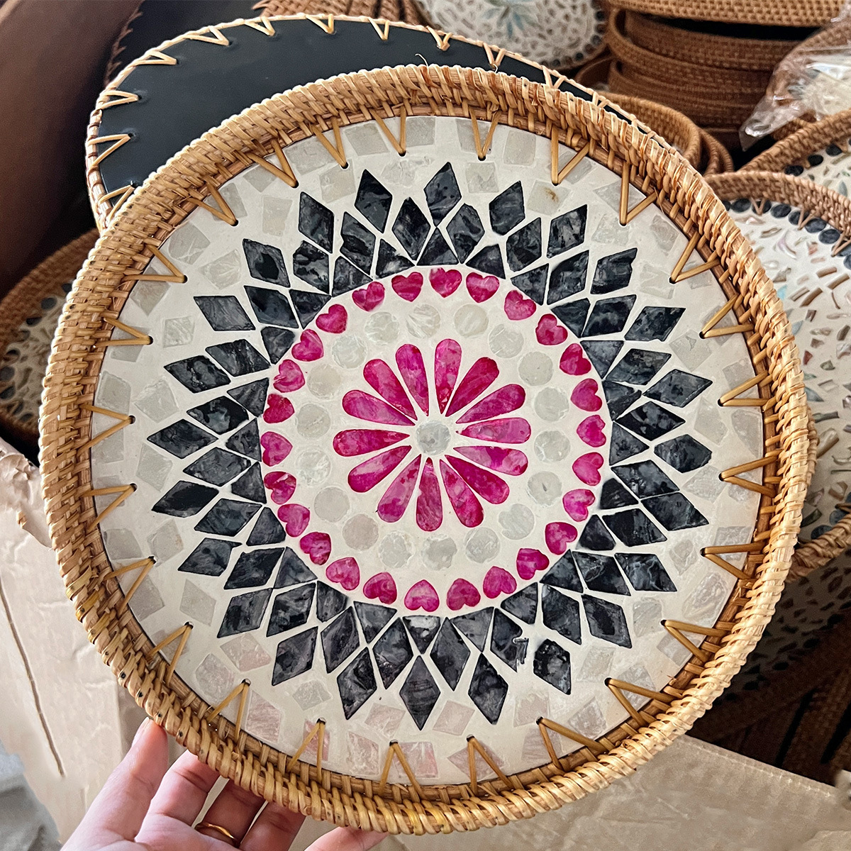 Juego de Cestas de Mimbre Natural Hechas a Mano para Almacenamiento en Escritorio, Sala de Estar, Frutas, Té y Aperitivos, Venta al por Mayor