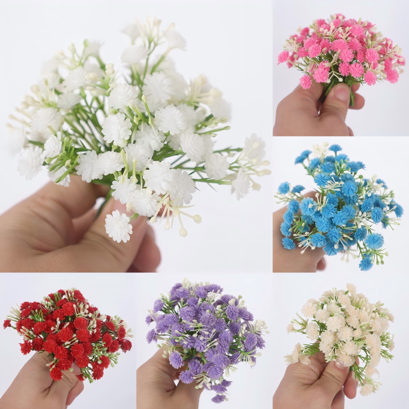 Simulated Soft Rubber Baby's Breath Flower Garland DIY Hairpin Wreath Clothing Accessories Wedding Flower Arrangement Photography Props Decorative Flowers