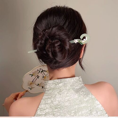 White magnolia hairpin, ancient style high-end hairpin, new Chinese style Hanfu cheongsam, imitation jade step shake hairpin headgear
