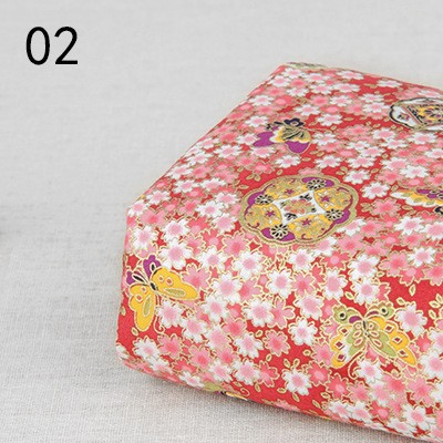 2118#旗袍和风唐装布料 和风烫金小碎花 印花蝴蝶樱花棉布