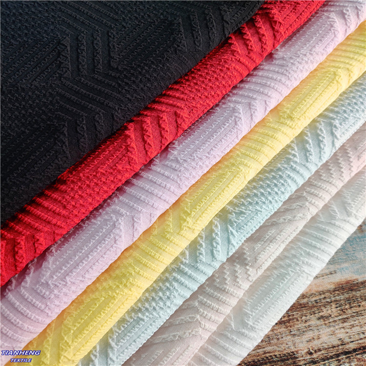 新款泡泡涤纶几何提花春夏女装童装连衣裙衬衫汉服服饰现货厂直供