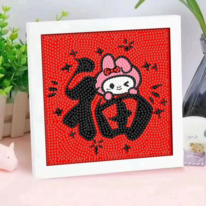 Кристальная вышивка DIY (Kuromi & KT Cat) 17×17 см фоторамка, набор наклеек в стиле мультфильма с полным заполнением