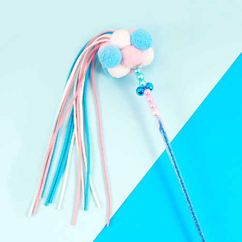 Cat hair ball toy tassel cat funny stick kitten toy with bell high-looking color cat self-pleasure toy cat stick