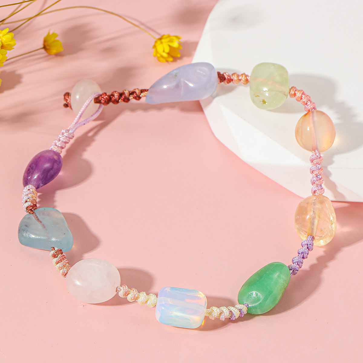 Sweet Geometric Artificial Crystal Knitting Bracelets