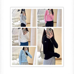 AloRibbed春女史五色超弾羅紋長袖tシャツヨガはやせています。