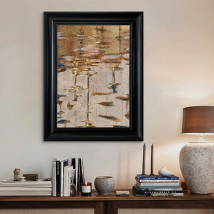 Abstract Rock Color Mid-Century Style High-End Hand-Painted Oil Painting Quartz Sand Decorative Painting Living Room Entrance Texture Hanging Painting
