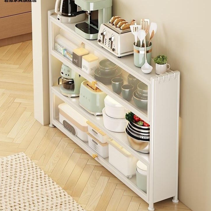 Small Apartment Narrow Gap Wall-Mounted Storage Rack for Small Appliances, Simple Storage Cabinet for Living Room, Kitchen Sideboard Storage Rack