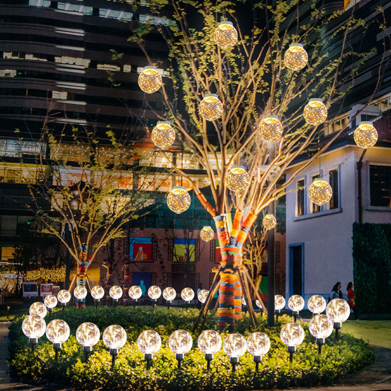 LED透明圆球铜线灯发光芦苇圆球灯亮化工程草坪灯户外防水插地灯