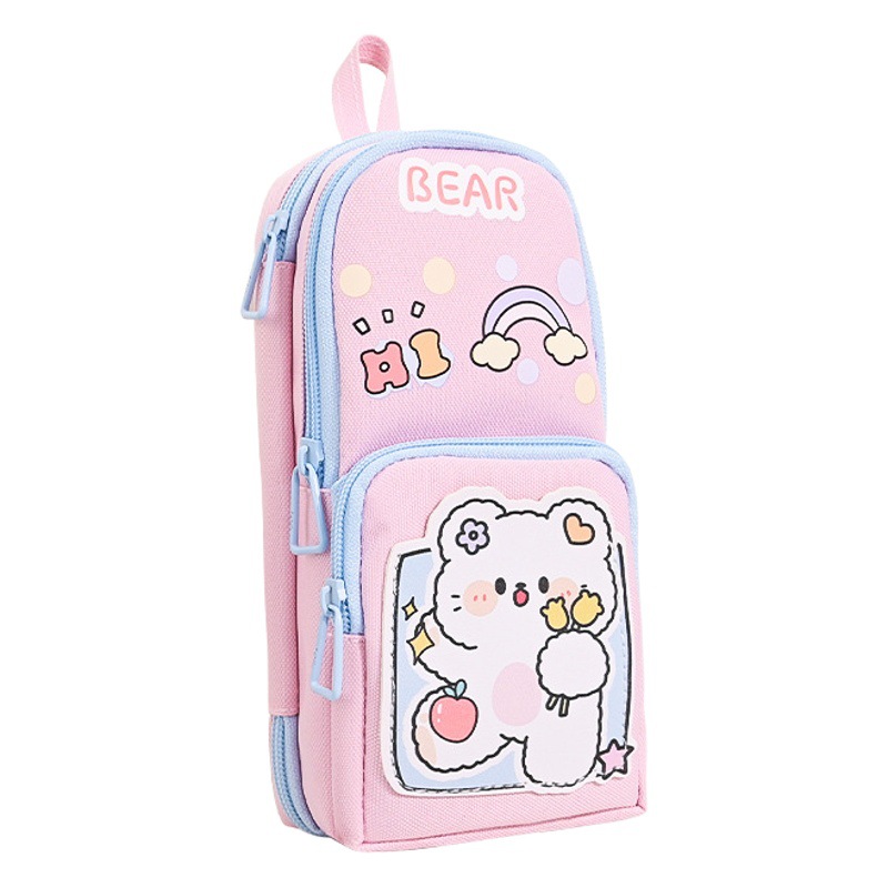 Estuche de papelería de estilo femenino de alta calidad, mochila para estudiantes de primaria, bolsa de papelería, estuche de lápices de gran capacidad con diseño de dibujos animados estilo nicho