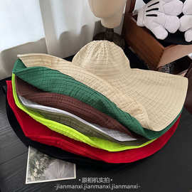 2025新款可卷折叠便携大沿纯色简约女夏季遮阳防晒可塑型时尚帽子