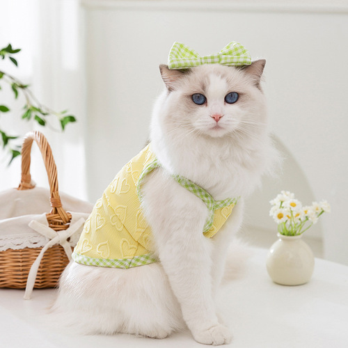 Love embossed texture sling cat clothes ragdoll blue cat anti-shedding clothing pet clothing