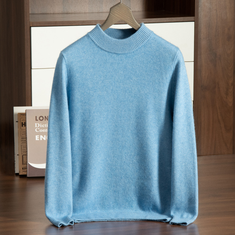 Cashmere sweater Men's seven-stitch double thick semi-turtleneck knit cashmere sweater men's fall/winter pullover base sweater