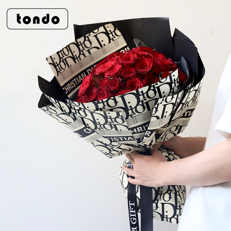 (procesamiento personalizado) papel de embalaje de flores serie de papel de lujo ligero ramo de flores papel de embalaje al por mayor