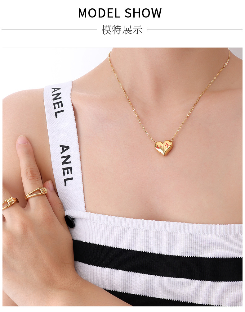 Women'S Gender Plating Design Jewelry Magnet Attract Heart Pendant Personalized Necklace Titanium Steel Clavicle Chain