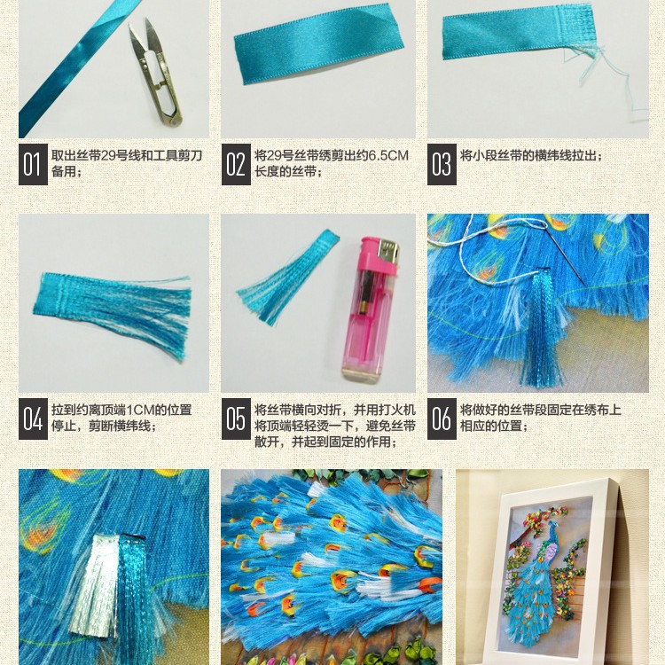 Oujin nianhua cinta Bordado fábrica directa color impresión colgante pintura Pavo Real auspicioso esencia versión Sala decoración de entrada Sala