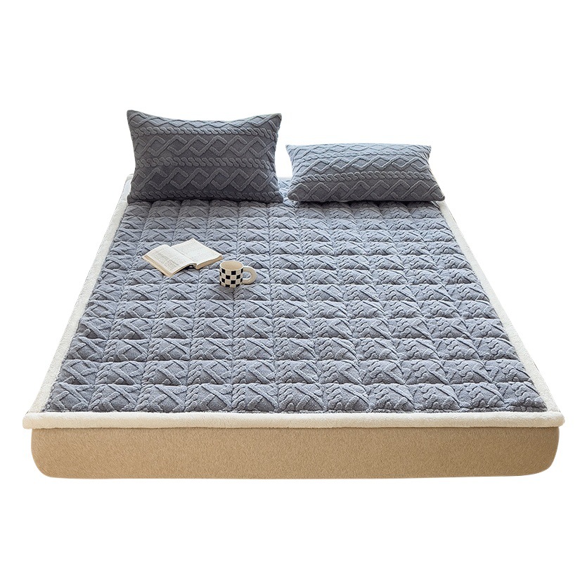 冬用ミルクベルベットベッドプロテクター、厚手マットレス、保温マット、薄型マット、学生寮用シングルベッドマットレス