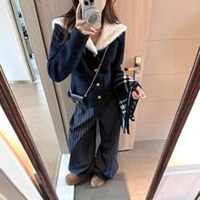 秋冬短款设计感小众保暖收腰呢子上衣小香风复古海军领毛呢外套女