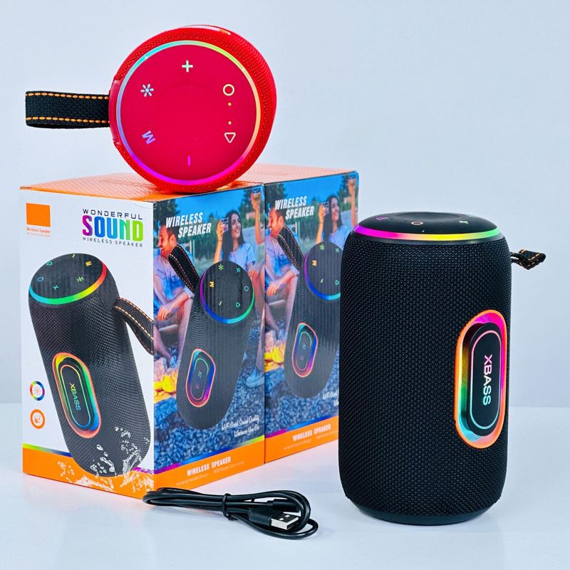 亚马逊F35蓝牙音响双喇叭低音炮户外手提RGB灯包布便携式插卡音箱|undefined