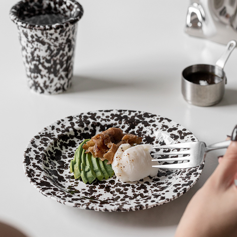 Ins風輸出欧米エナメル彩墨陶磁器食器セット茶碗皿牛乳カップコーヒーカップコップコップ|undefined