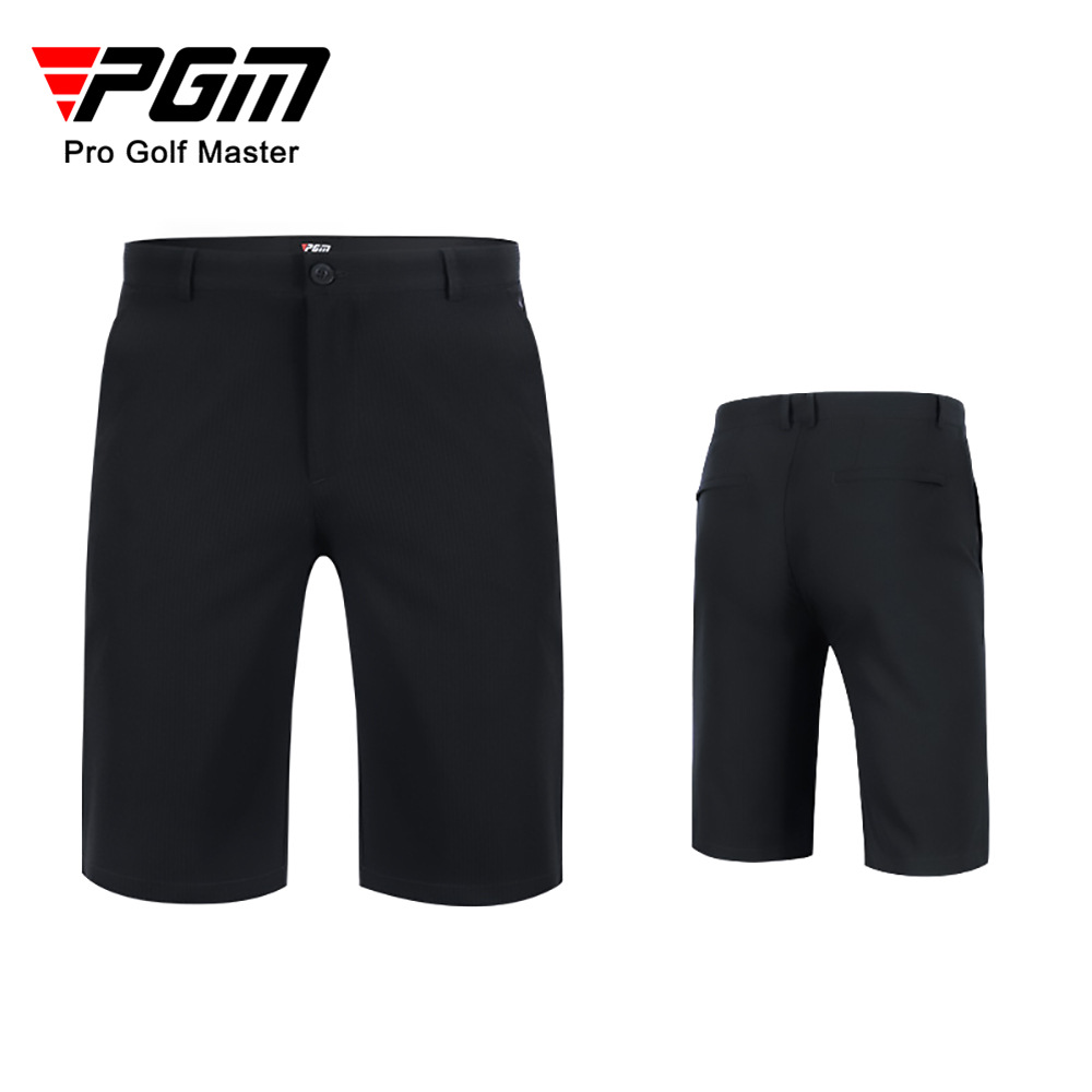 Quần short golf nam PGM vải co giãn cao thoáng khí — Quần short nam màu trơn KUZ077 màu đen, Quần short nam màu trơn KUZ077 màu xanh nước ngoài