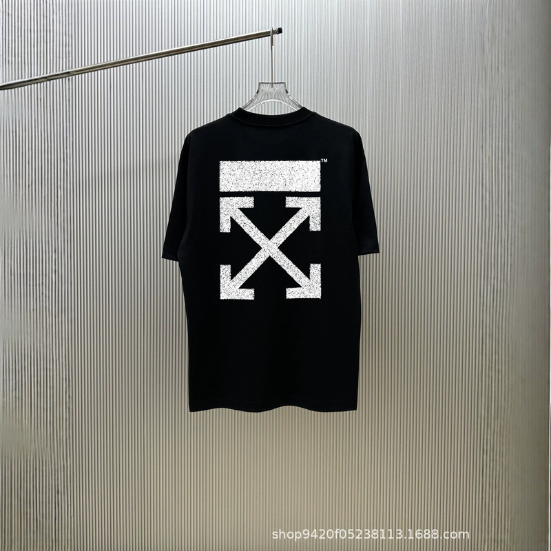 2026 Summer New High-End Version Ow Letter Logo Arrow Pattern Printed Short-Sleeve T-Shirt Wholesale Dropshipping