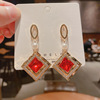 Silver needle, square crystal earings, fashionable blue earrings from pearl, silver 925 sample