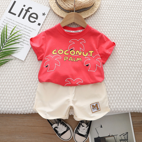 Summer 2024 New Foreign Trade Boys' Round Neck Short Sleeve Set for Baby Boys, Casual Shorts and Clothing Two-Piece Set Wholesale