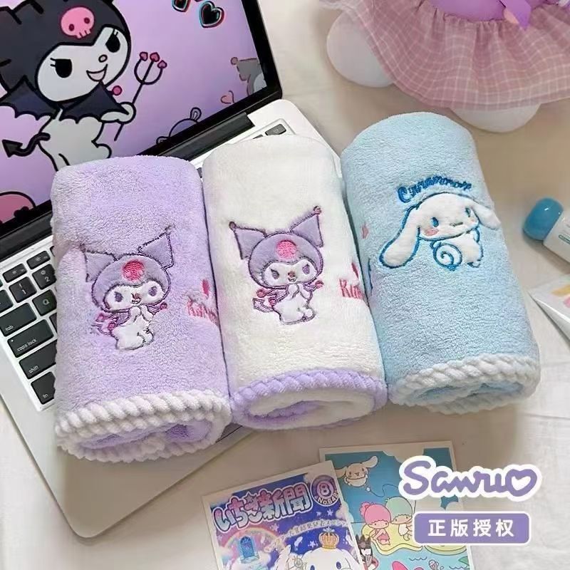 Sanrio Quality Towel Kidsren's Coral Velvet Face Wash Absorbent Super Soft Face Towel Kuromi Household Cute Thickeneded Sanrio Quality Towel Kidsren's Coral Velvet Face Wash Absorbent Super Soft Face Towel Kuromi Household Cute Thickeneded