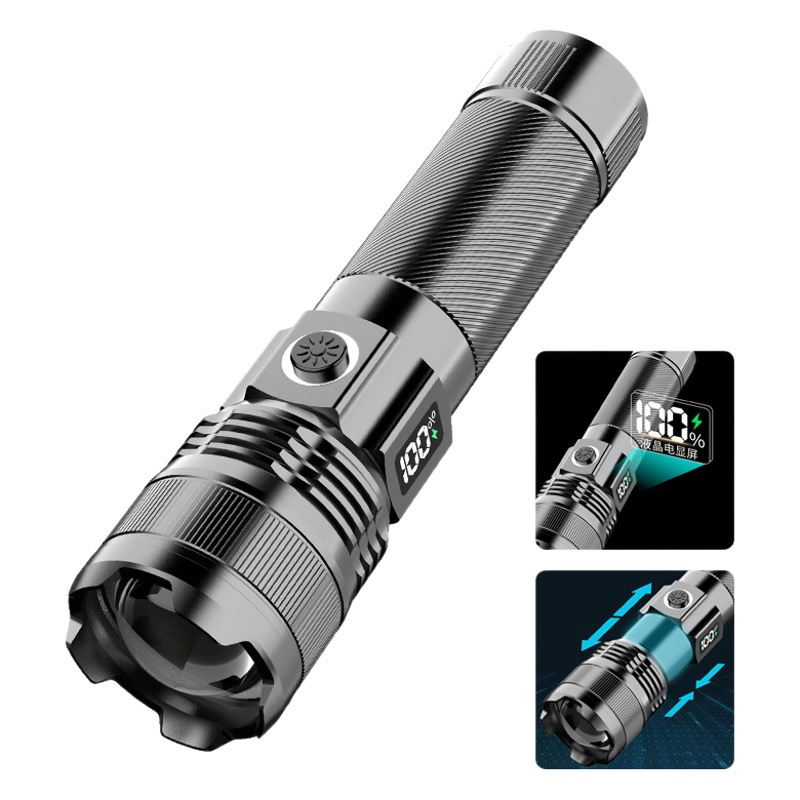 Nueva linterna eléctrica digital oculta de carga rápida de aleación de aluminio de tiro largo linterna láser blanco linterna de iluminación al aire libre