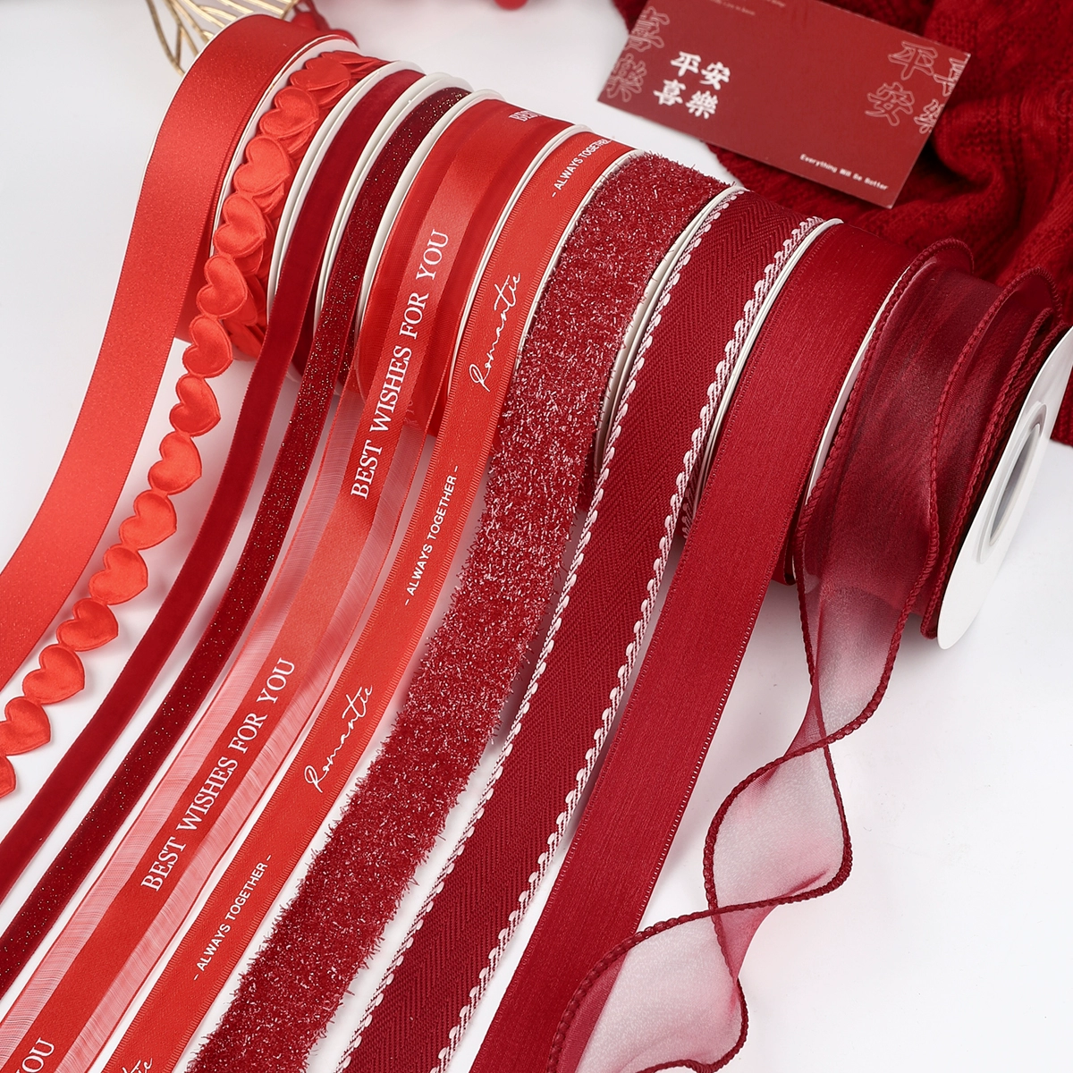 Новогодняя красная лента винно-красная новогодняя лента букет цветов diy свадебный торт подарочная коробка упаковка атласная лента