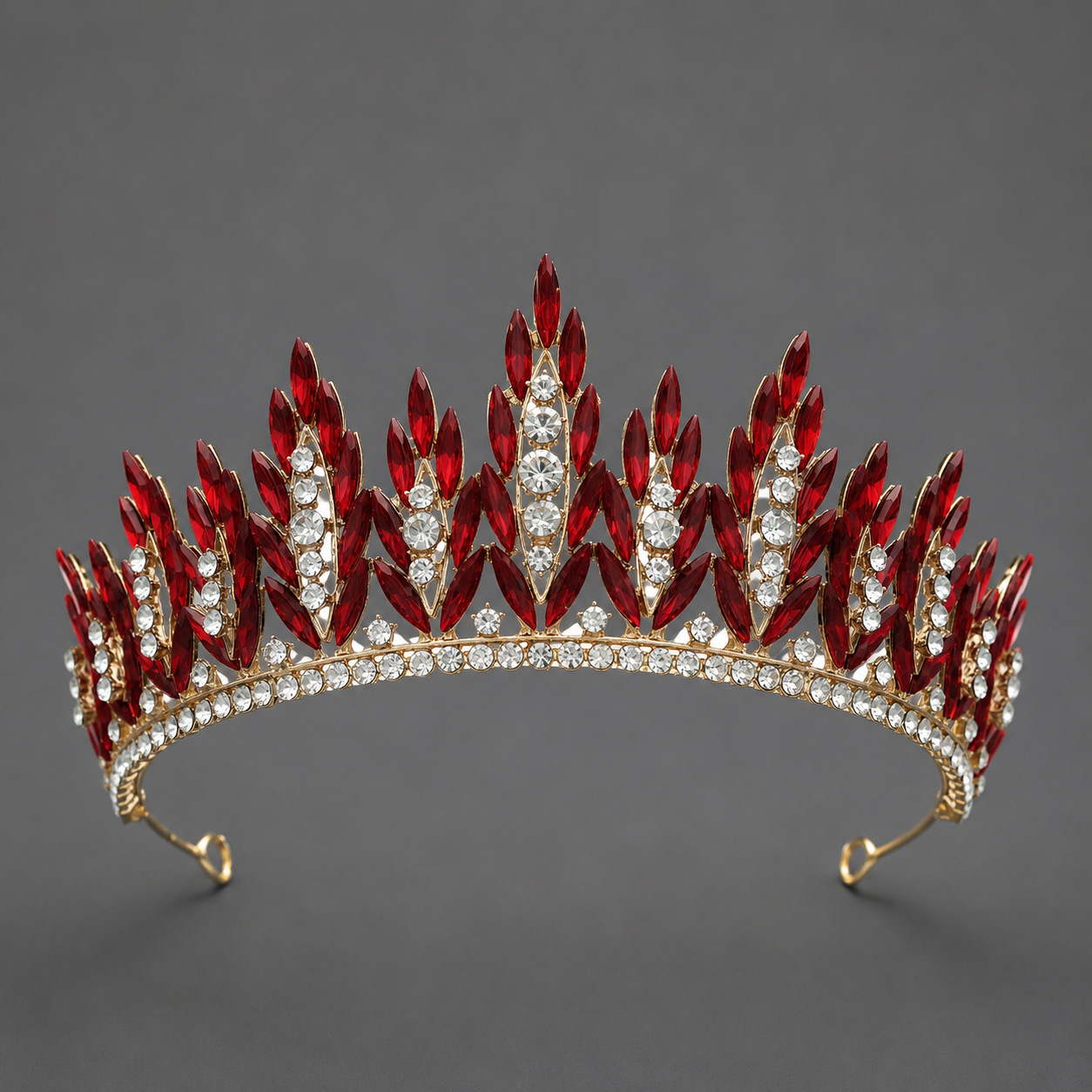Corona Barroca Retro con Cristales Rojos de Aleación y Cristal Rojo, Acabado galvanizado, para desfiles, bodas y fiestas image 38