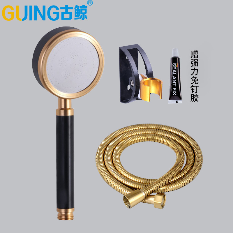Gold Plated Black Shower Hose Nozzle Stainless Steel Shower Tube Space Aluminum Shower Seat suit Universal Black Gold