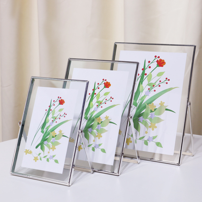 Creative handmade diy dried flower embossed plant specimen Nordic simple 4-inch 6-inch 7-inch metal glass photo frame picture frame