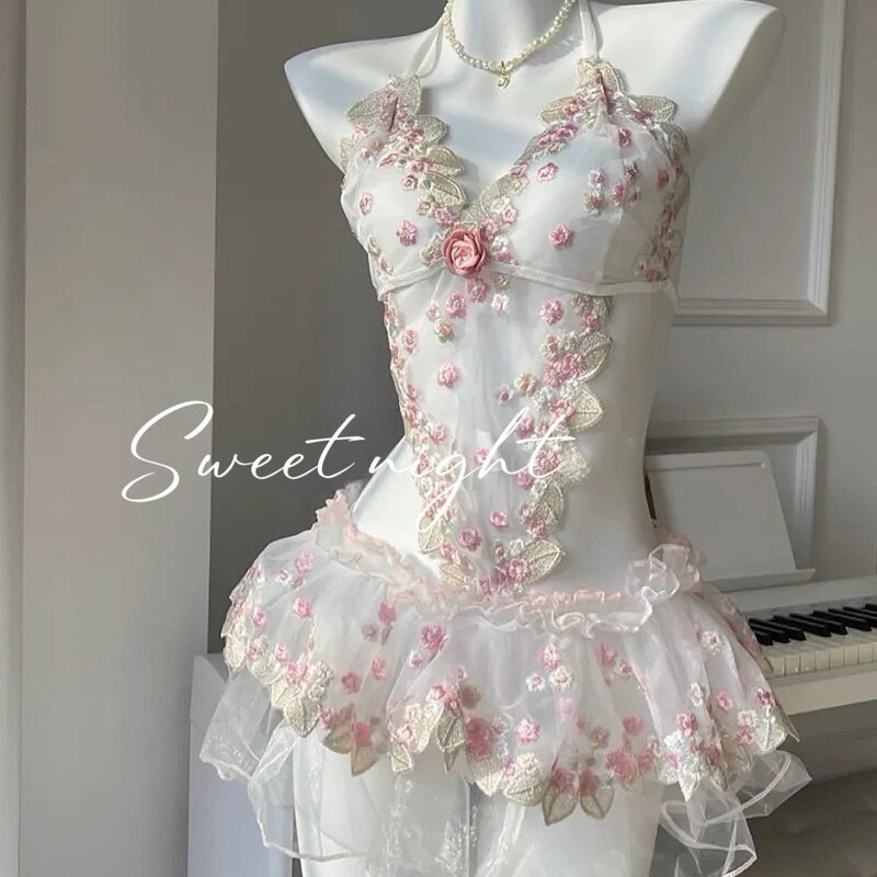 Yurui Sexy Lingerie Bridal Veil Fluffy Princess Skirt Embroidered Sexy Nightgown Suit Cute Girl Uniform