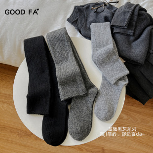 Good Fa 2024 Autumn and Winter Korean Brushed Fluffy Heated Wool Thickeneded Over-The-Knee Socks 24098