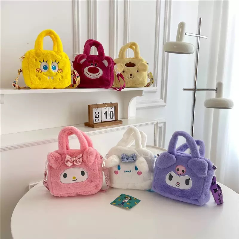 Cartoon melody coolomi doll bag women's new all-match Plush Bag Grab machine doll children's storage bag wholesale