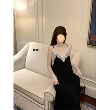 夏季感蕾丝吊带大码睡衣女带胸垫纯欲宽松显瘦家居服睡裙外穿