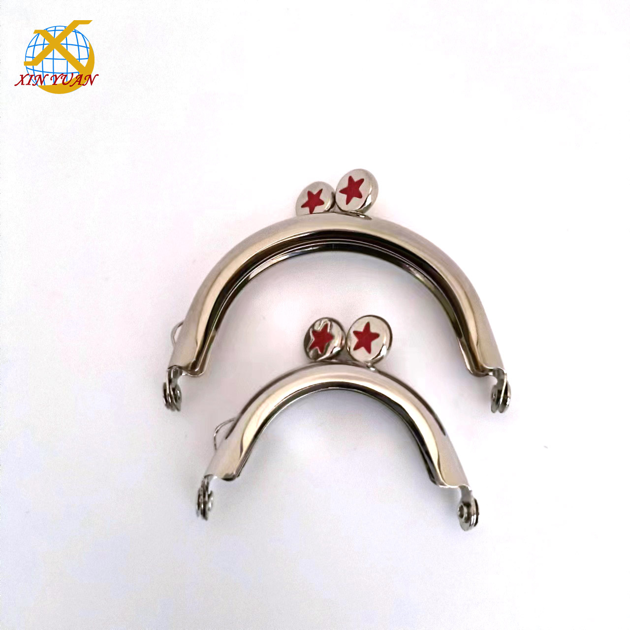 供应半圆红色五角星头零钱包铰，零钱包五金架，小手袋五金夹 厂