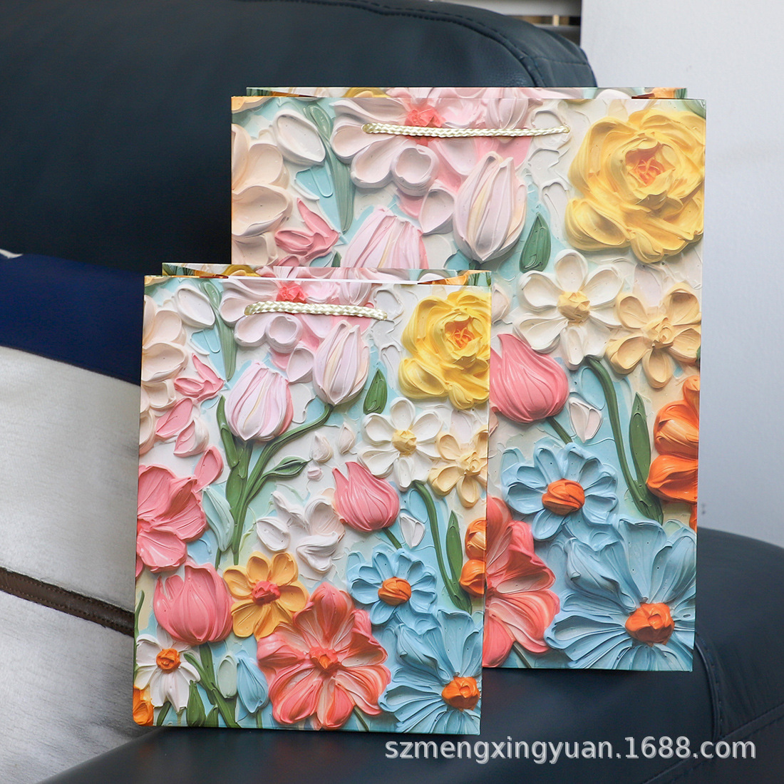 Bolsa de regalo de pintura al óleo creativa Bolsa de papel de mano Bolsa de regalo de cumpleaños Bolsa de regalo de día de San Valentín Bolsa de regalo de flores Bolsa de papel