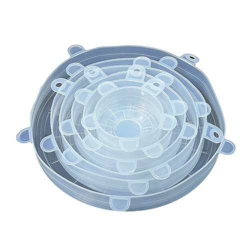 Silicone fresh-keeping cover 6-piece set foldable stretch food silicone refrigerator microwave oven sealed bowl cover fruit plastic wrap