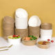 Disposable kraft paper takeaway packing box round paper bowl with lid lunch box light fruit salad bowl wholesale
