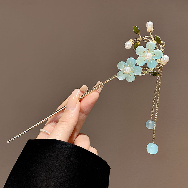 新しい中国風の合金の花のヘアピン、古代スタイルのヘアピン、ハイエンドの軽い高級タッセルヘアピン、ヘアアクセサリー卸売|undefined