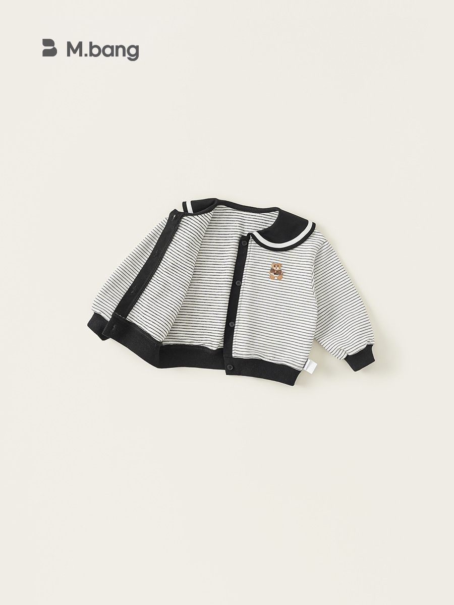 Youbao ropa para niños chaqueta de cuello de muñeca para niños 2025 primavera nuevo producto niña oso manga larga niño camisa a rayas