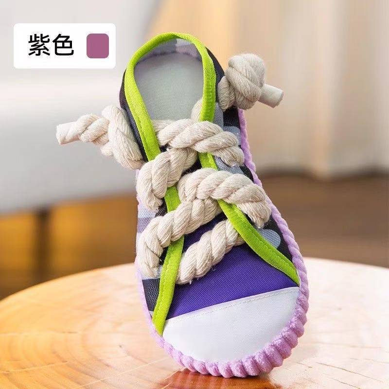 新款狗狗玩具磨牙自嗨发声拖鞋中小型犬棉绳结训练耐咬宠物玩具|undefined