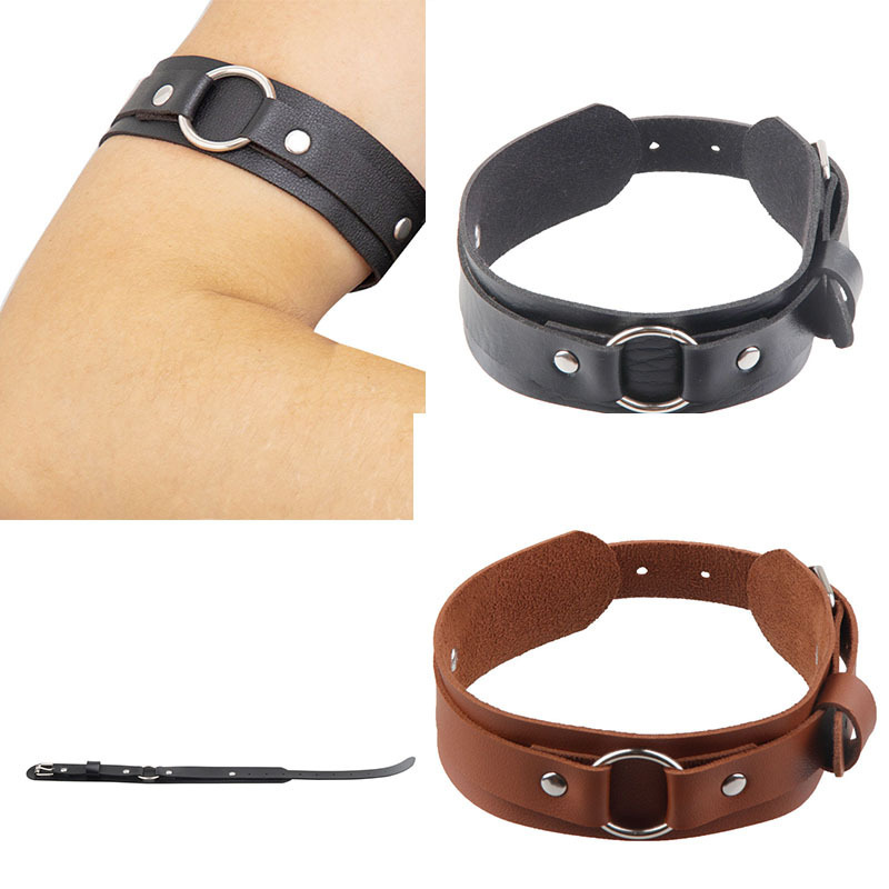 Factory Direct fashion men's and women's wristband new belt bracelet metal ring arm leather belt jewelry accessories in stock