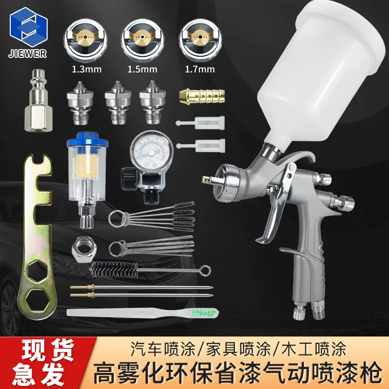 气动喷枪多喷嘴套装高雾化纯铜风帽汽车家具木工喷涂环保省漆喷枪