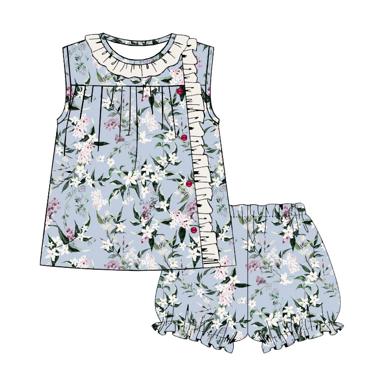 Высококачественная детская одежда для внешней торговли, печатные детские милые креативные летние костюмы на заказ