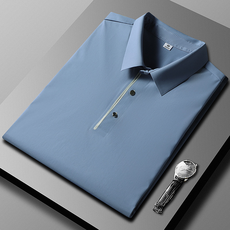 2024 verano delgado camiseta de hielo de manga corta con solapa para hombres secado rápido sin marcas camiseta de polo de media manga grande al por mayor