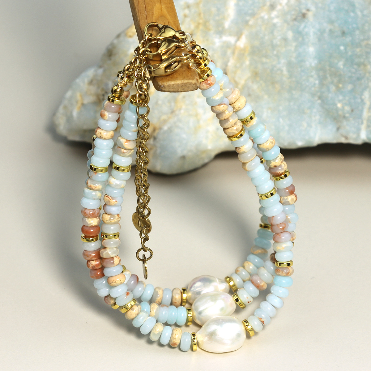 316L Stainless Steel , Shoushan stone Material Ethnic Style Irregular 316L Stainless Steel  Shoushan Stone Waterproof Non Tarnish Surgical Steel Beaded Chain Beaded Bracelets For Women's Holiday Daily